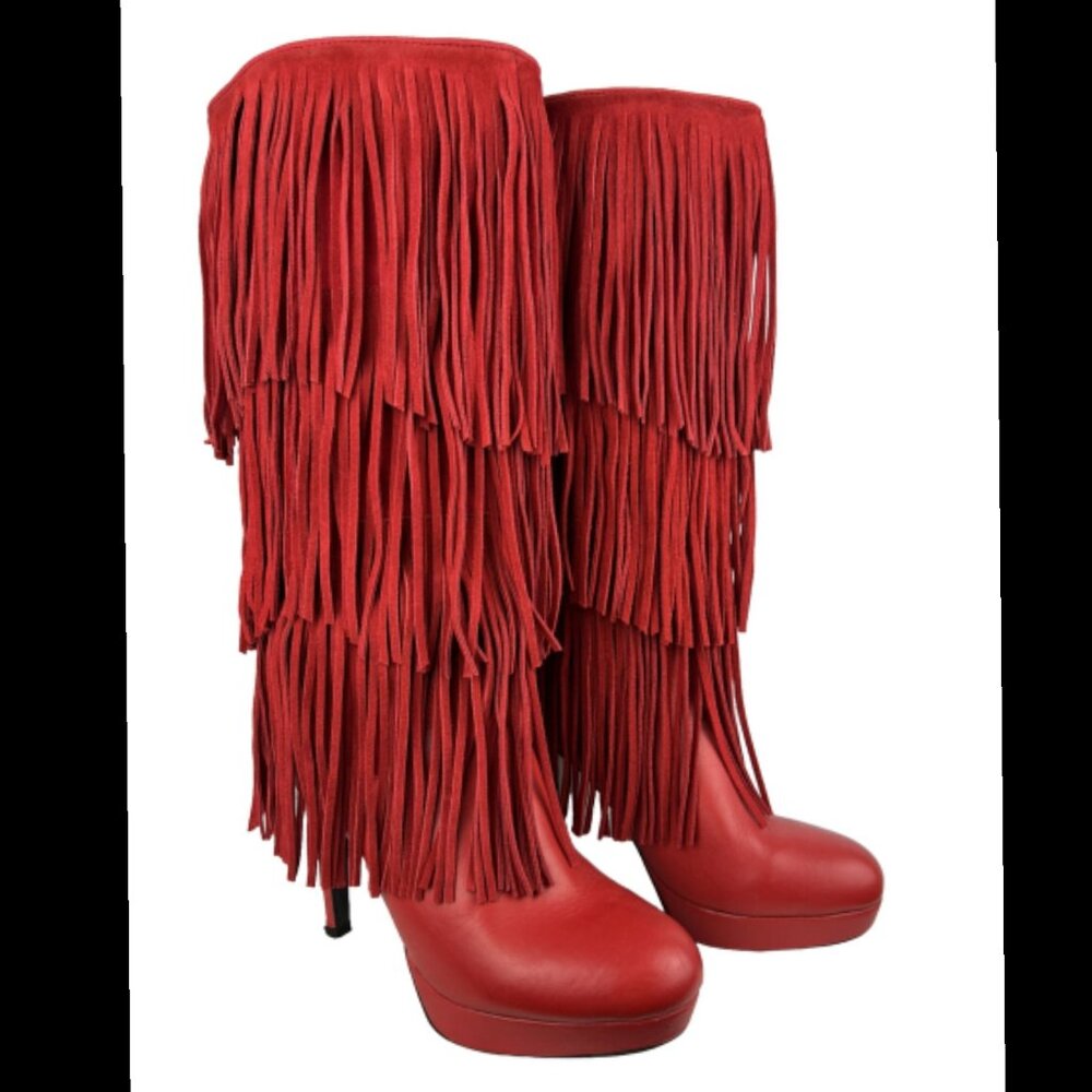 Mojo Moxy Red Fringe Boots - image 1